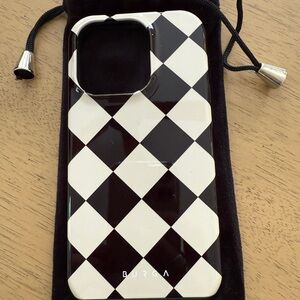 Black and White Checkered iPhone 14 Pro Phone Case